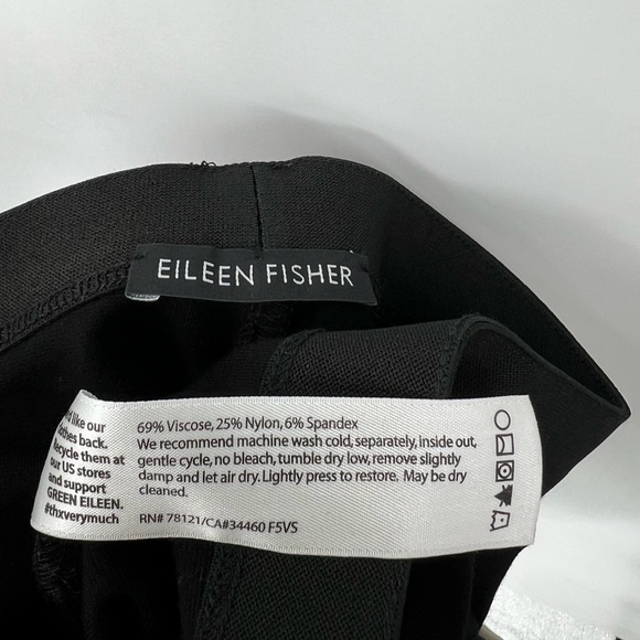 Eileen Fisher Elastic Waist Leggings Pull On Pants Solid Black Stretch Sz Large - Picture 11 of 13